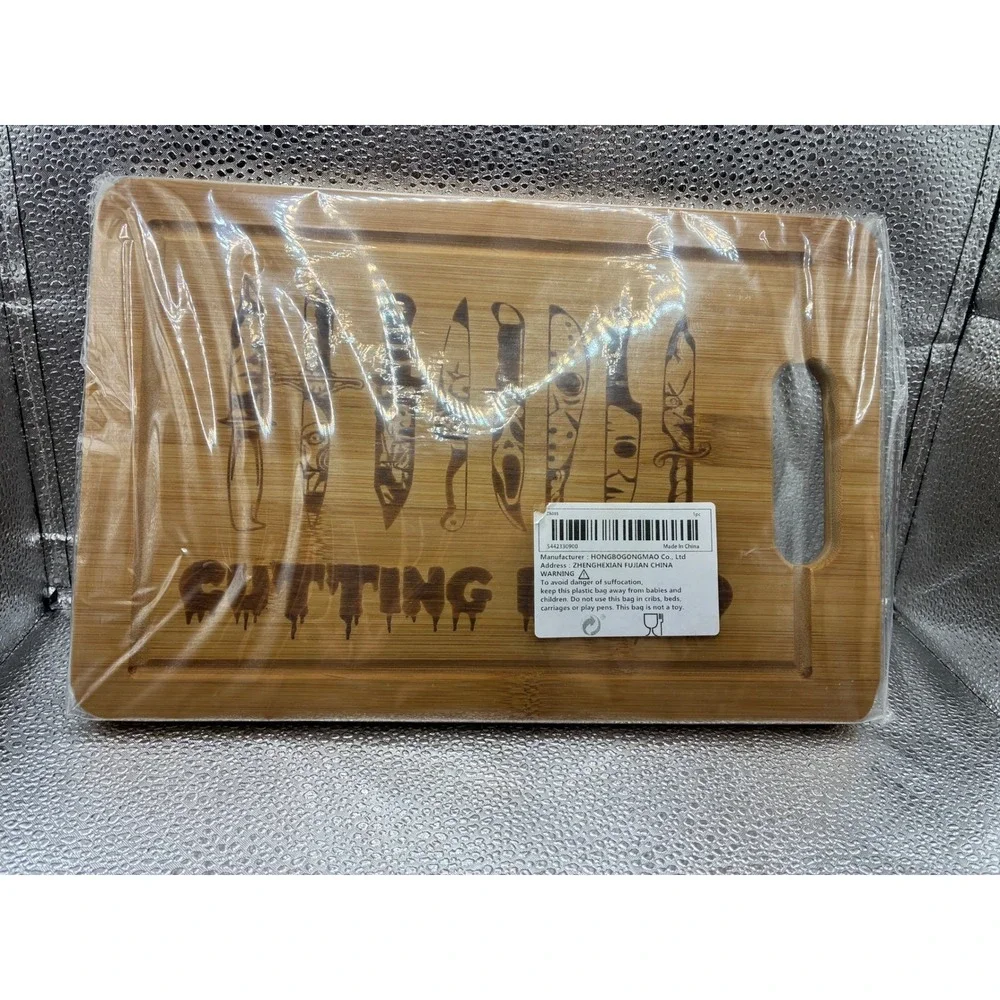 Horror Slasher Bamboo Cutting Board Movie Villain Knife Engraved Halloween Decor